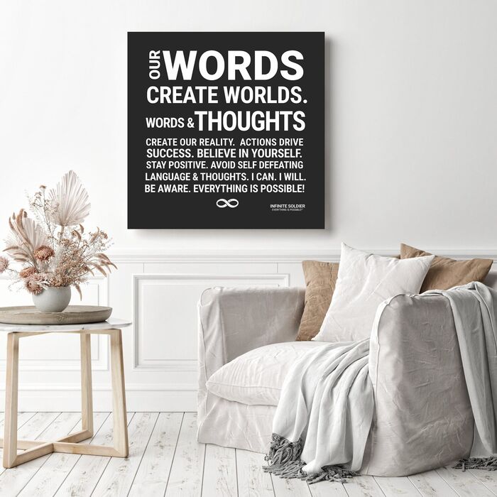 Words create worlds canvas art